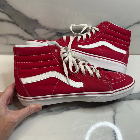 VANS Men's Classic Red Skateboard High Top Canvas Sneakers M Sz 11 Old Skool - Picture 7 of 9